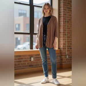 FLAX Women's Top in Rich Brown, 100% linen, size M